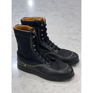 Hogan Women’s Leather‎ Comfort Lace Up Casual Combat Ankle Boots Size 8.5 Black